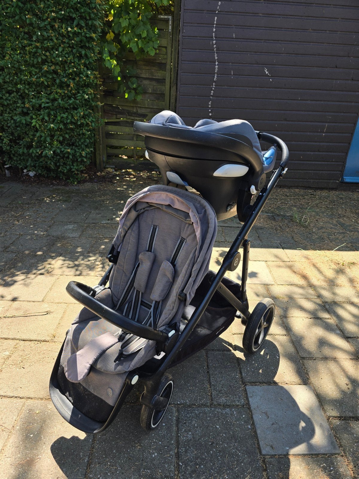Cybex gazelle s duo kinderwagen 1 zitjes + 1 maxicosie, Ophalen, Gebruikt, Overige merken, Zonnekap