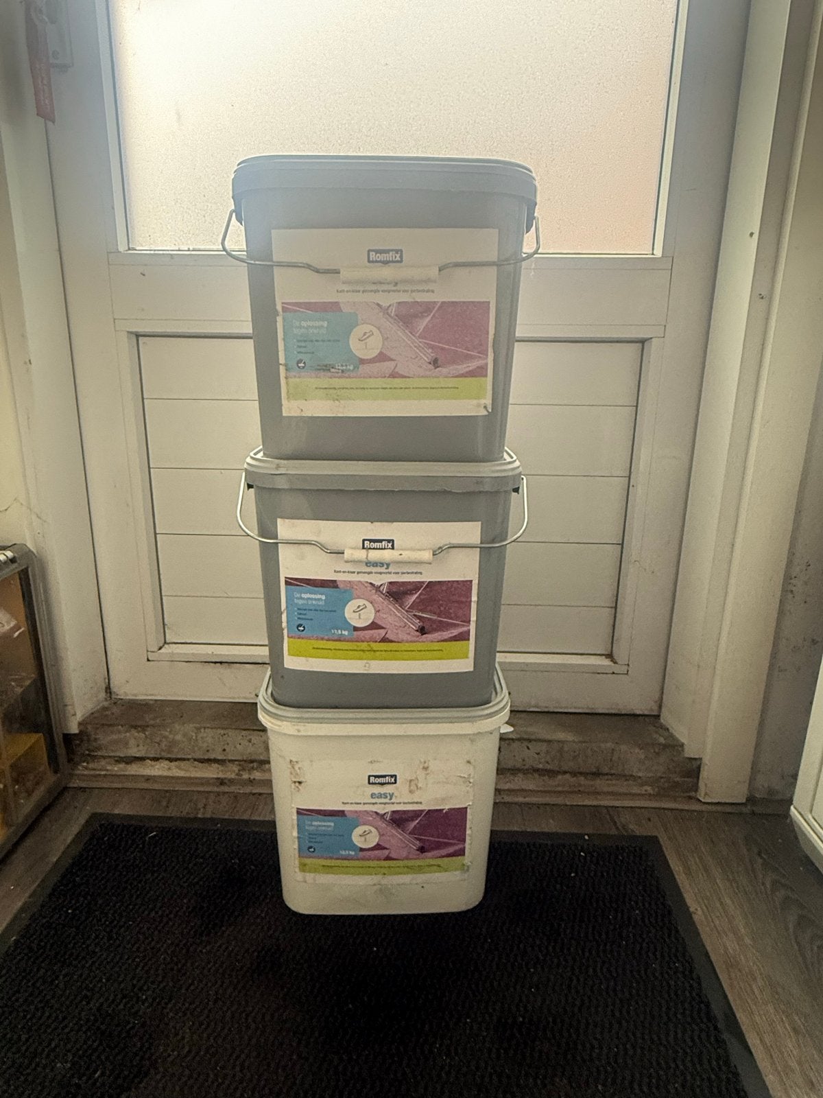 Romfix Easy Voegmortel 12.5 kg grijs - 3 emmers, Ophalen of Verzenden, Zo goed als nieuw