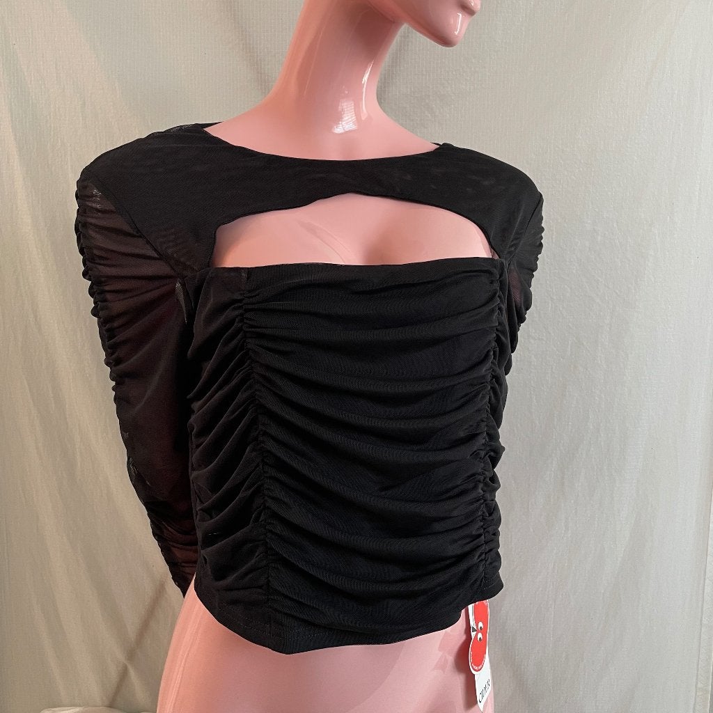 Cider zwarte mesh Cut-out top, maat L. Nieuw, Zwart, Maat 42/44 (L), Nieuw, Ophalen of Verzenden
