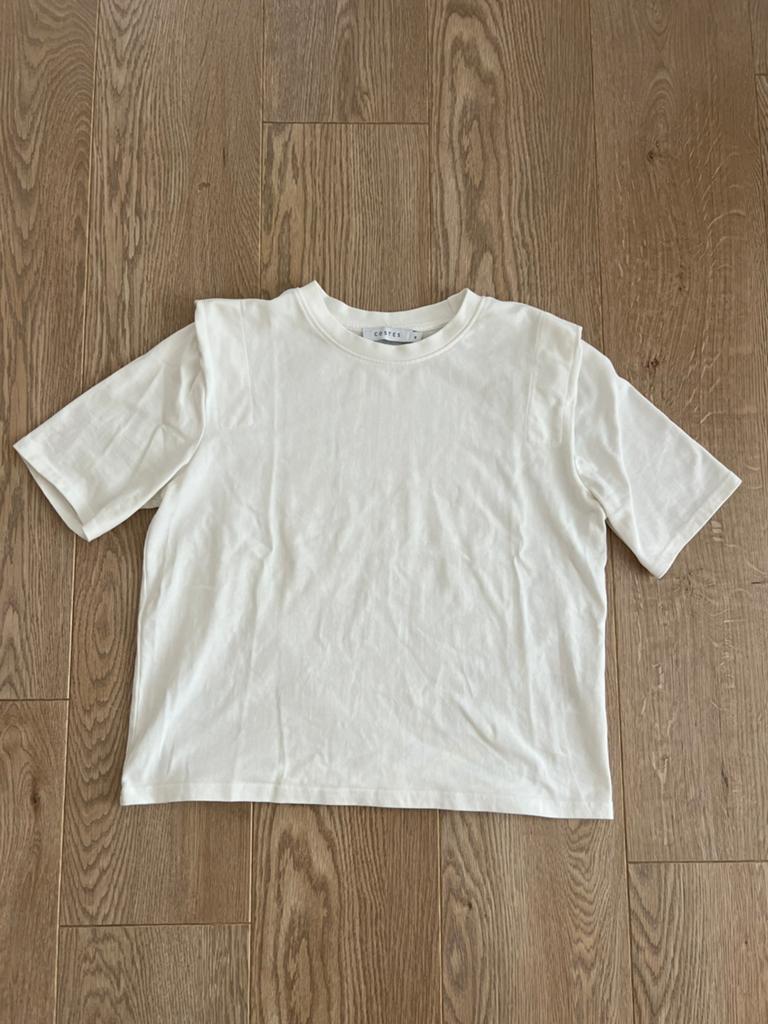 Wit t-shirt katoen costes met opstaande schouder, Wit, Ophalen of Verzenden, Zo goed als nieuw, Korte mouw