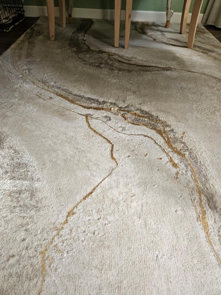 Vloerkleed marmer effect goud zilver creme 155 x 230 m, Ophalen, Zo goed als nieuw, Tapijt