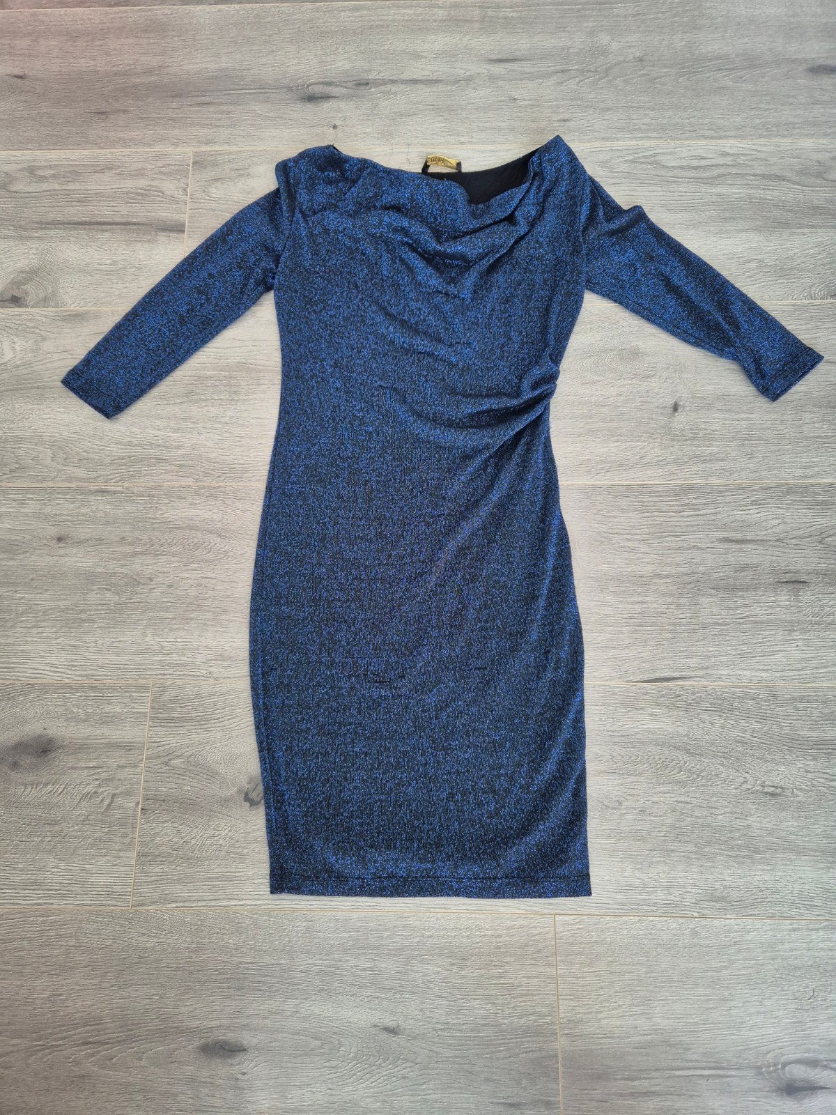 Supertrash Glitter Jurk met Drapering – Blauw / Zwart S, Supertrash, Blauw, Ophalen of Verzenden, Maat 36 (S)