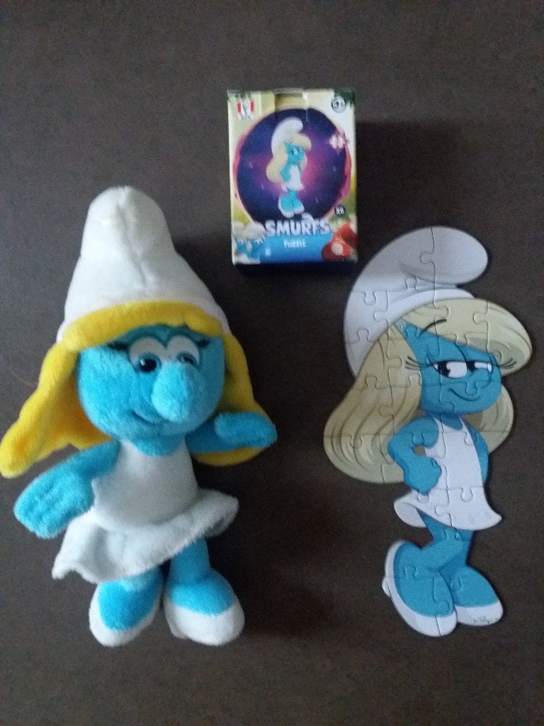 Smurfin knuffel (lengte pop ca 22 cm) & puzzel, Ophalen of Verzenden, Nieuw, Smurfin, Poppetje, Figuurtje of Knuffel