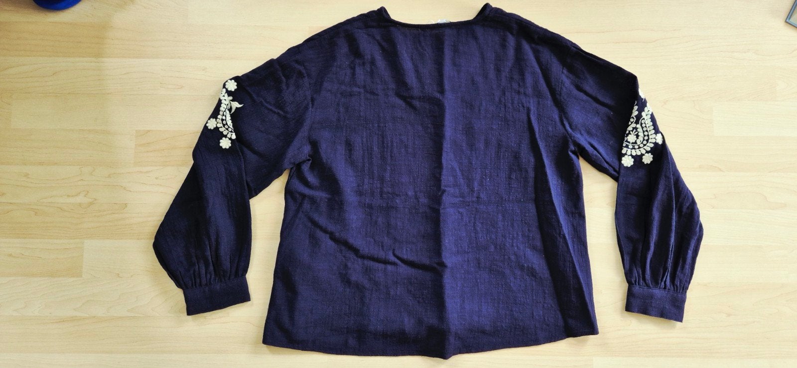 ONLY ONLMOON LS EMB TOP WVN NOOS - Maat S, Blauw, Nieuw, Ophalen of Verzenden, ONLY