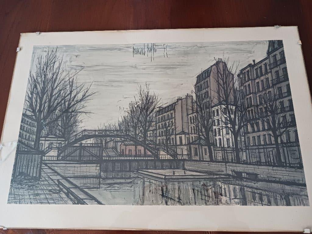 litho "St Martin Canal" , Bernard Buffet  (1956), Antiek en Kunst, Ophalen, Overige onderwerpen, Ingelijst, Lithografie