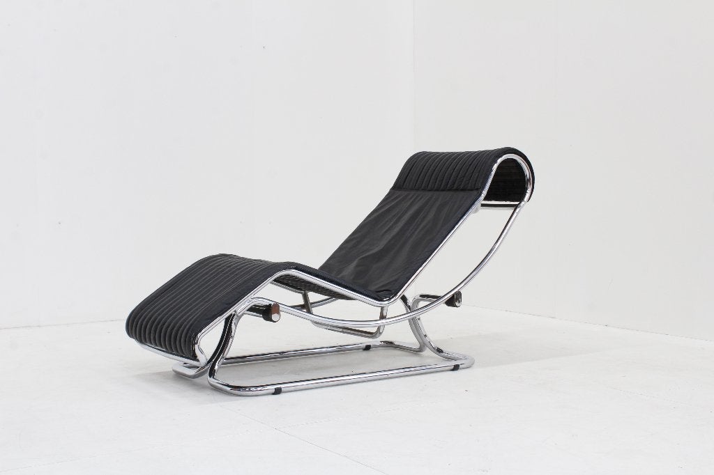 Vintage Italiaanse chaise longue  leer Guido Faleschini, Huis en Inrichting, Eenpersoons, Leer, Ophalen of Verzenden, Zo goed als nieuw