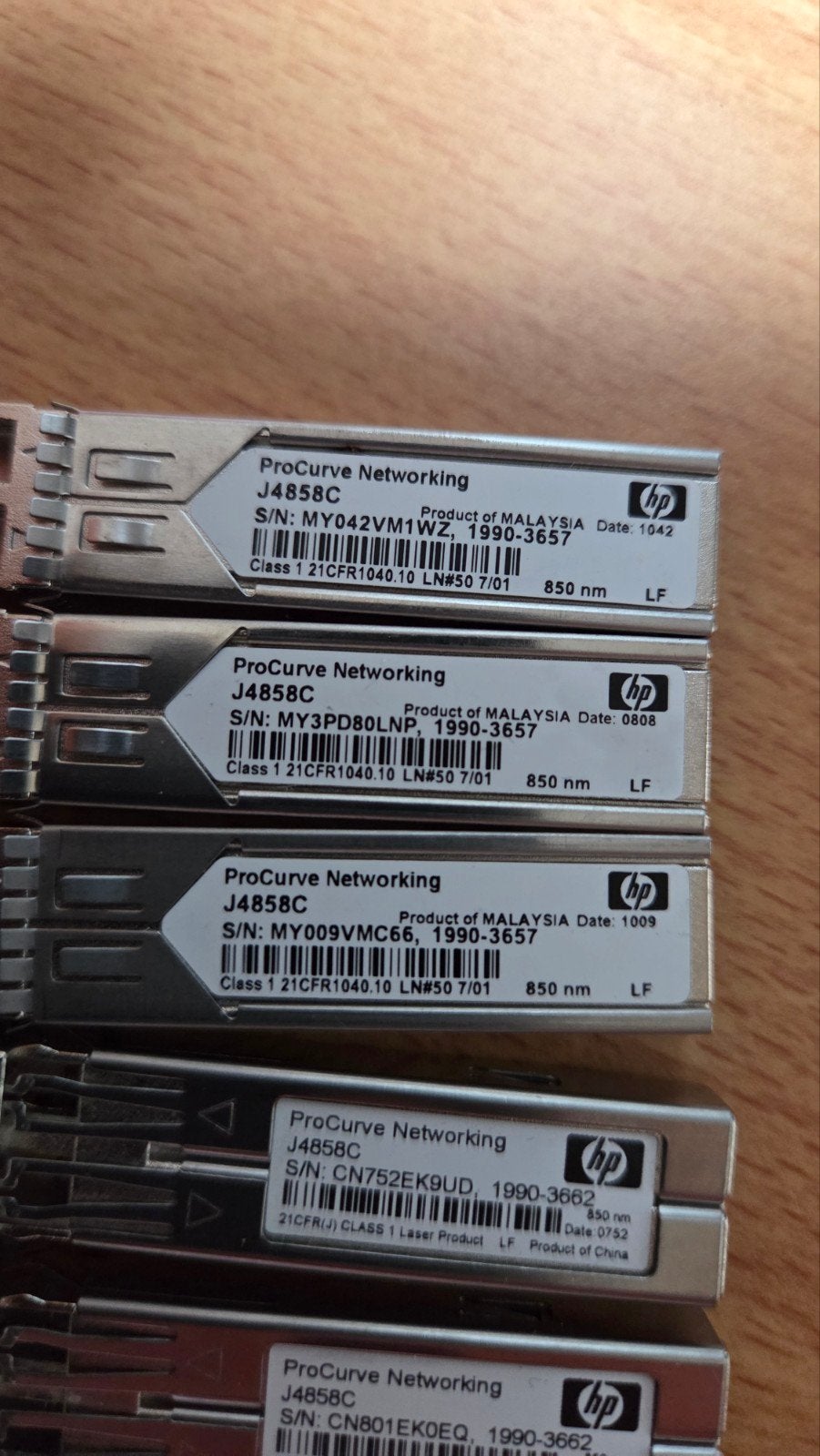GBIC  8x HP ProCurve J4858C 850nm SFP Transceiver Modules, Computers en Software, Netwerk switches, Ophalen of Verzenden, Gebruikt