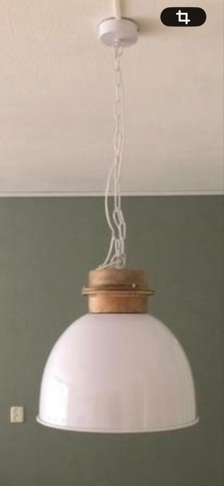 Witte hanglamp met gouden accenten, Ophalen, Gebruikt, Metaal, E27 (groot)