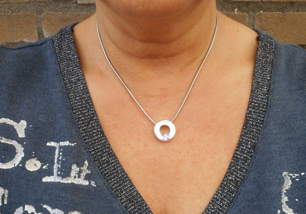 Zilveren slangenketting met fantasie hanger nr.2256