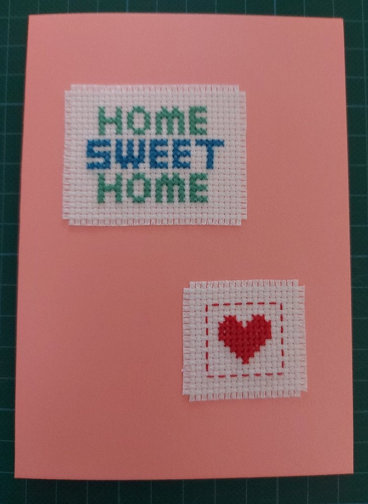 kaart met geborduurd 'home sweet home' (2030), Ophalen of Verzenden, Nieuw, Overige thema's