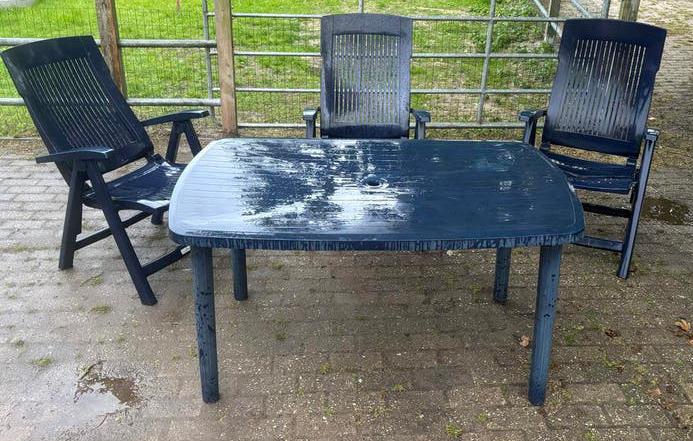 Tuinset met 3 stoelen en tafel, Tuin en Terras, Kunststof, Eettafel, 3 zitplaatsen, Ophalen of Verzenden