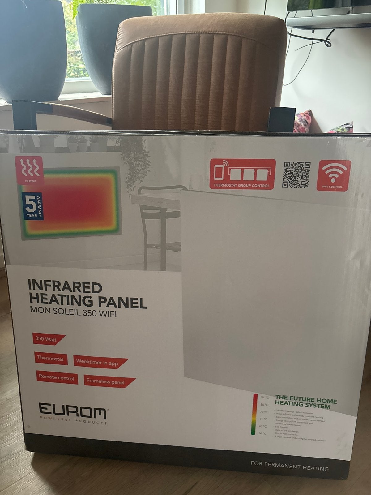 2x Eurom Mon Soleil 350 WiFi Infrarood Verwarming Paneel, Ophalen, 30 tot 80 cm, Overige typen, Nieuw