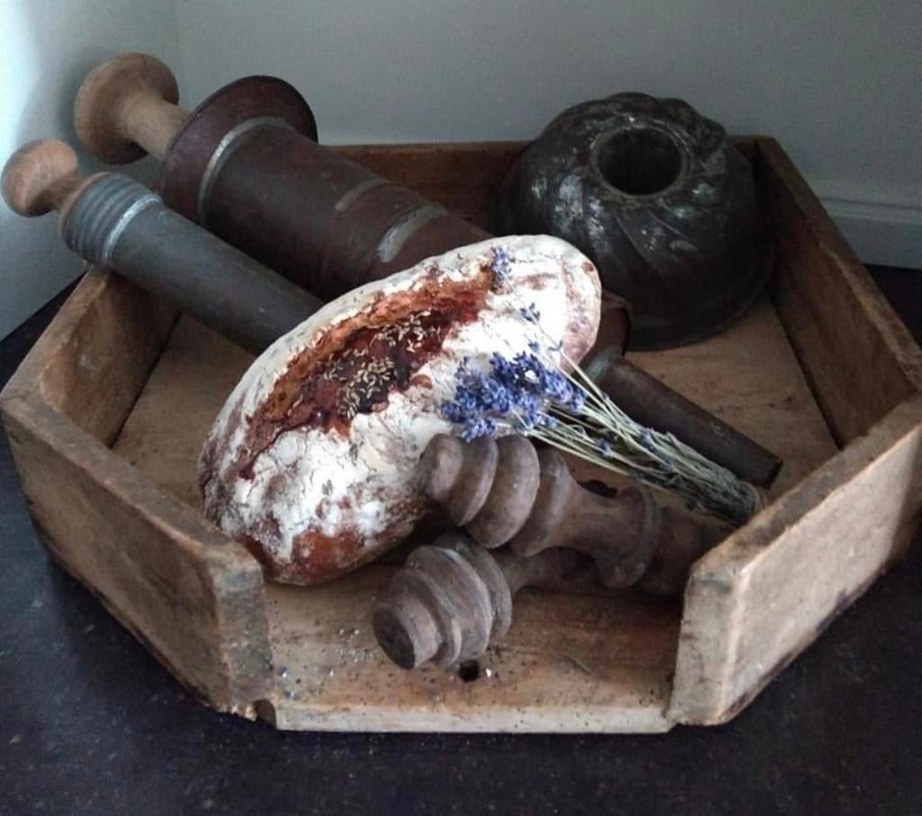 Brocante houten snijbak uit Frankrijk, Ophalen of Verzenden
