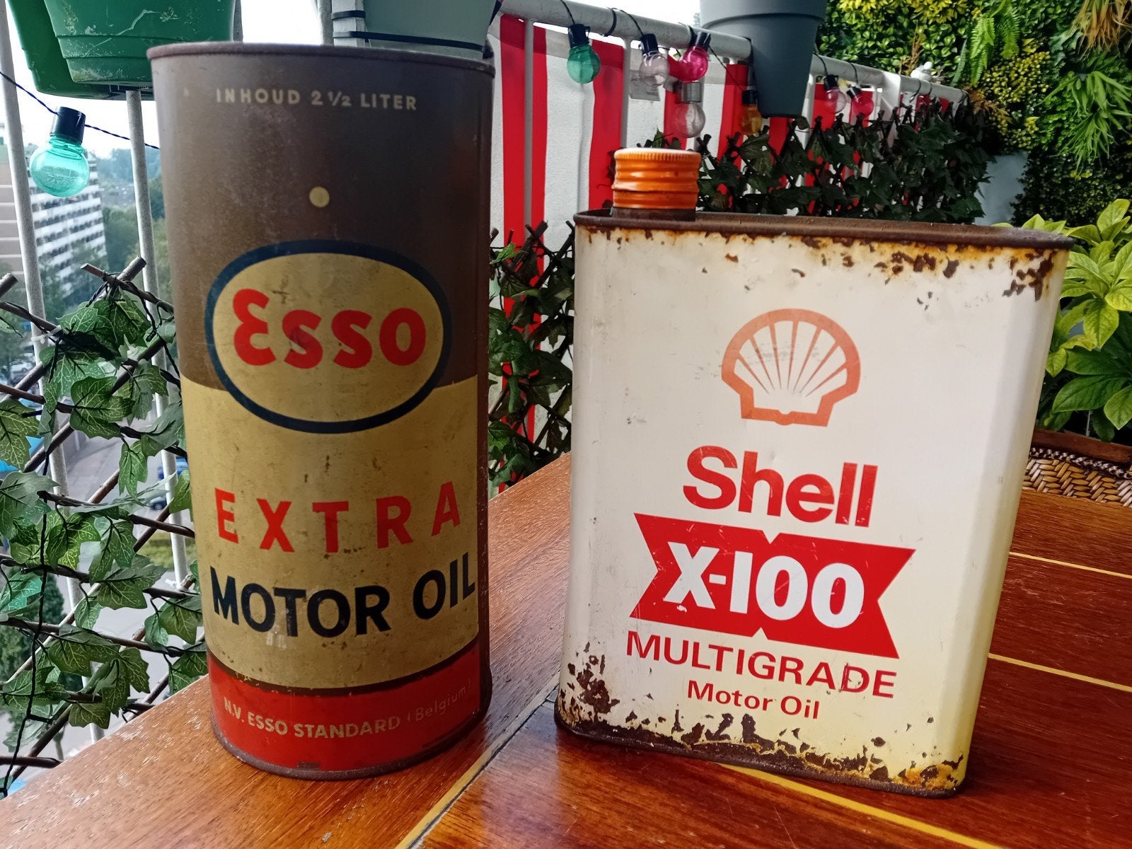 2 Oude Motorolie Blikken: Esso Extra & Shell X-100, Verzamelen, Merken en Reclamevoorwerpen, Ophalen of Verzenden