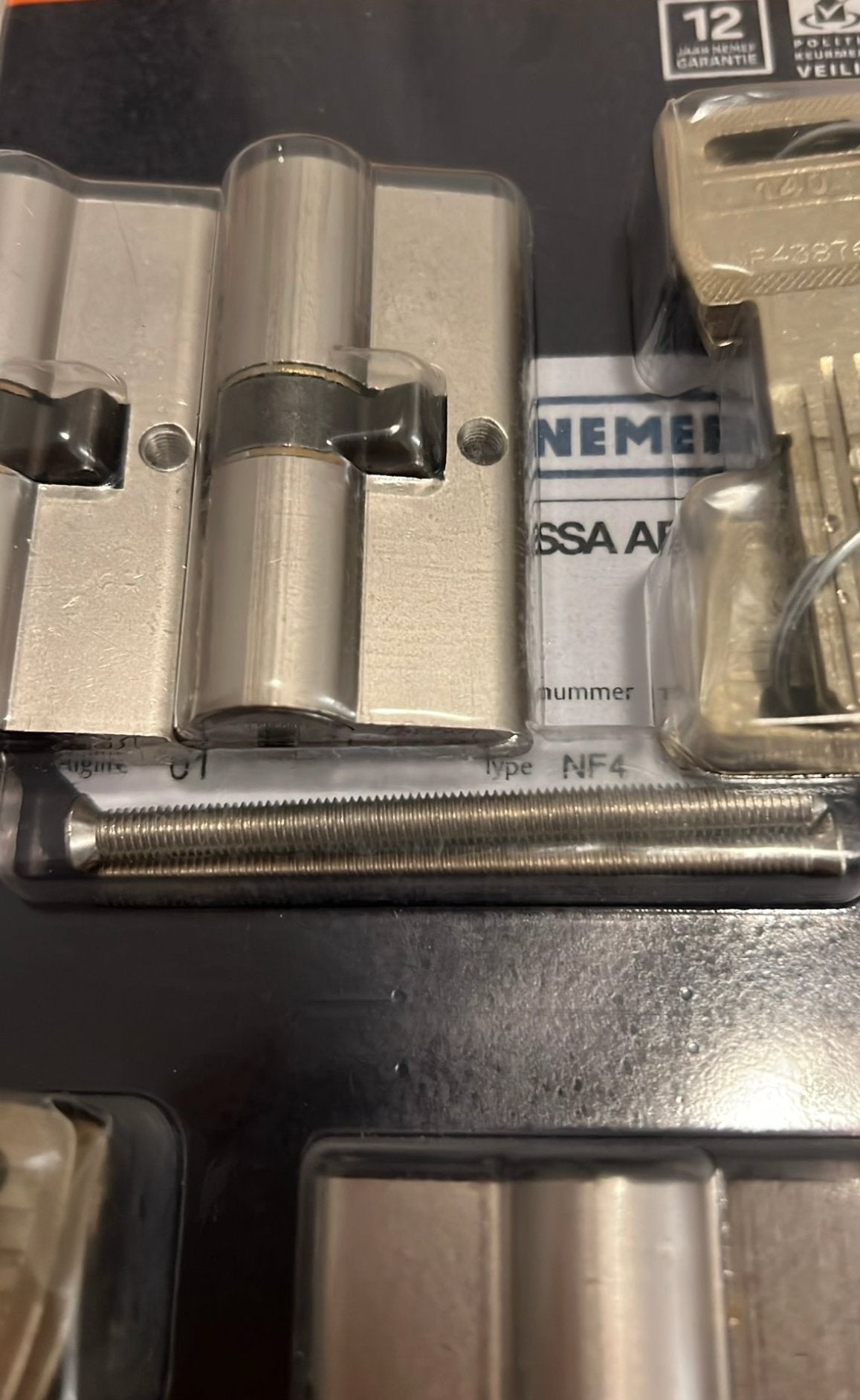 Nemef Veiligheidscilinder NF4 SKG3 4X met 12 sleutels, Ophalen, Nieuw, Overige materialen, Slot