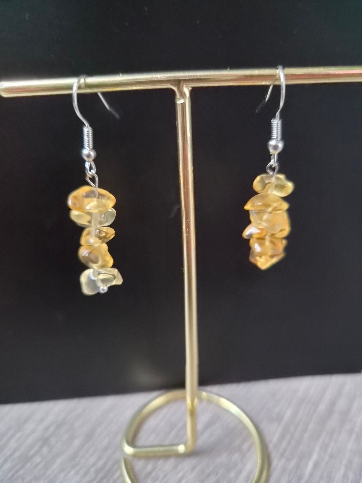 Elegante Oorbellen met Gele Edelstenen, Sieraden, Tassen en Uiterlijk, Oorbellen, Overige materialen, Hangers, Geel, Nieuw