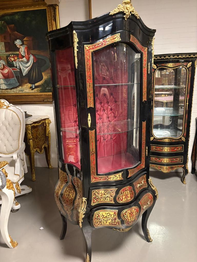Zwart boulle vitrine bombay barok, Huis en Inrichting, Ophalen of Verzenden