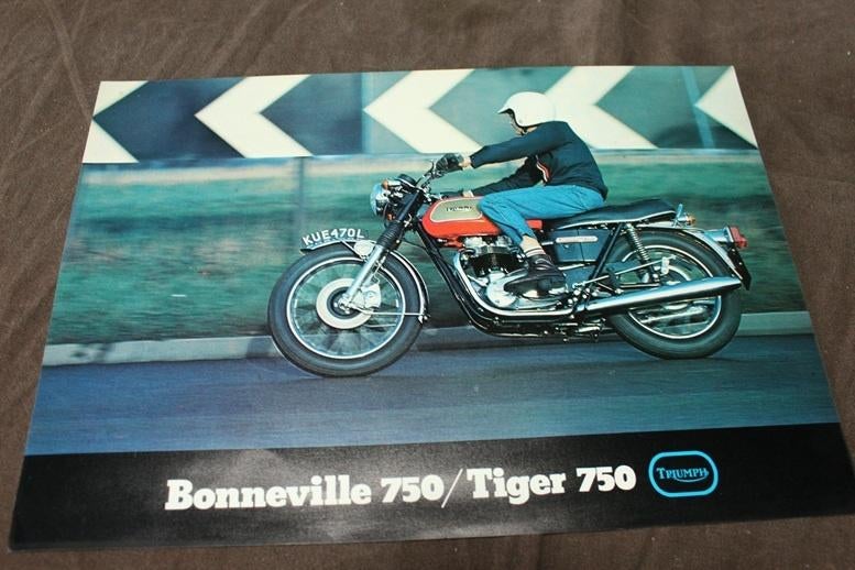 Triumph Bonneville 750 Tiger 750 motorfiets verkoop folder, Ophalen of Verzenden, Triumph