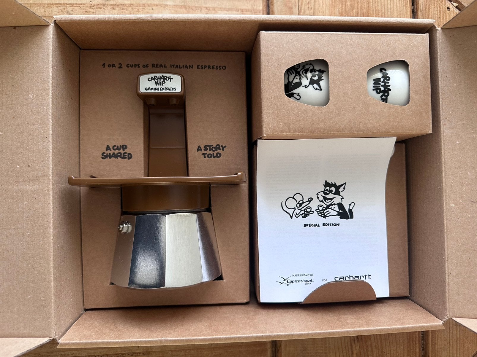 Carhartt Wip x Gemini Express Coffee Espresso Maker, Afneembaar waterreservoir, Espresso apparaat, Nieuw, Gemalen koffie