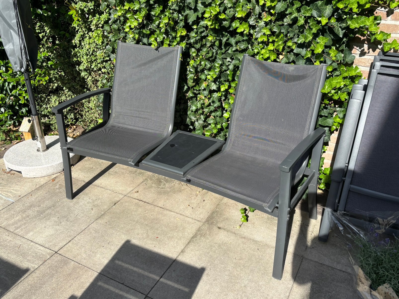 Twee zits tuinbank, Tuin en Terras, Ophalen, Gebruikt, Metaal