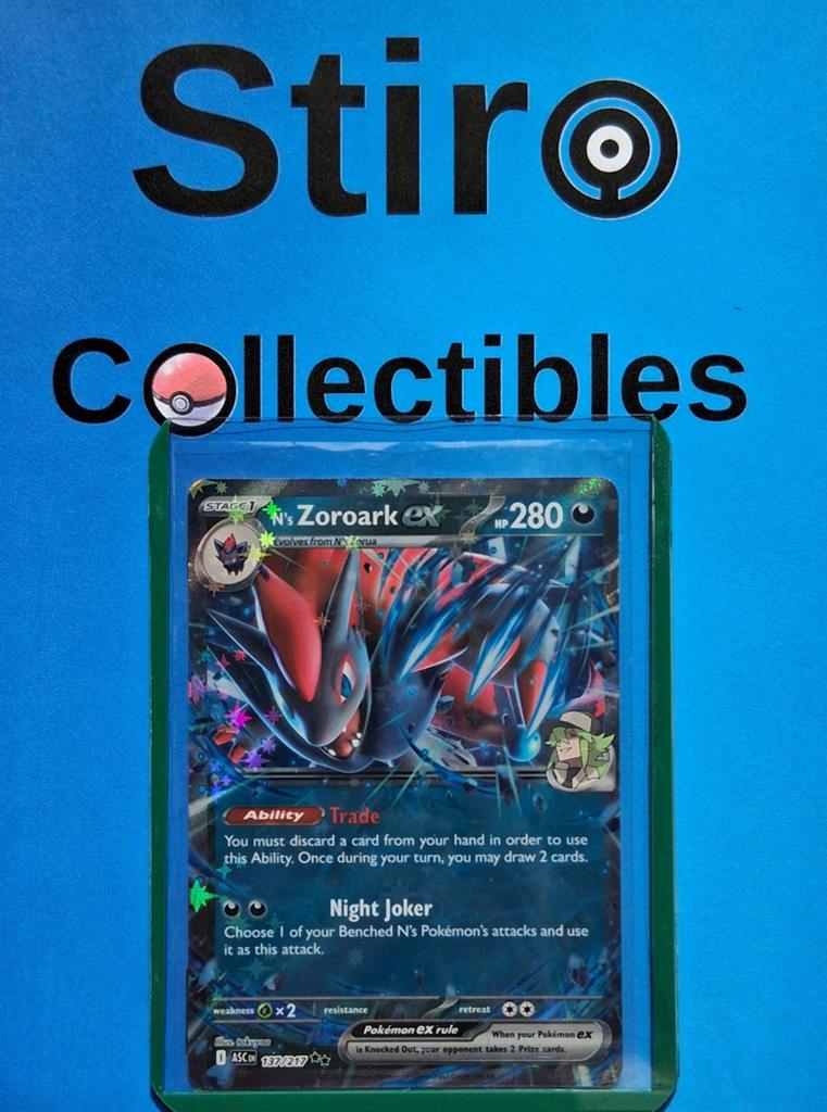 N's Zoroark ex 137/217 - Ascended Heroes, Ophalen of Verzenden, Zo goed als nieuw, Losse kaart, Foil