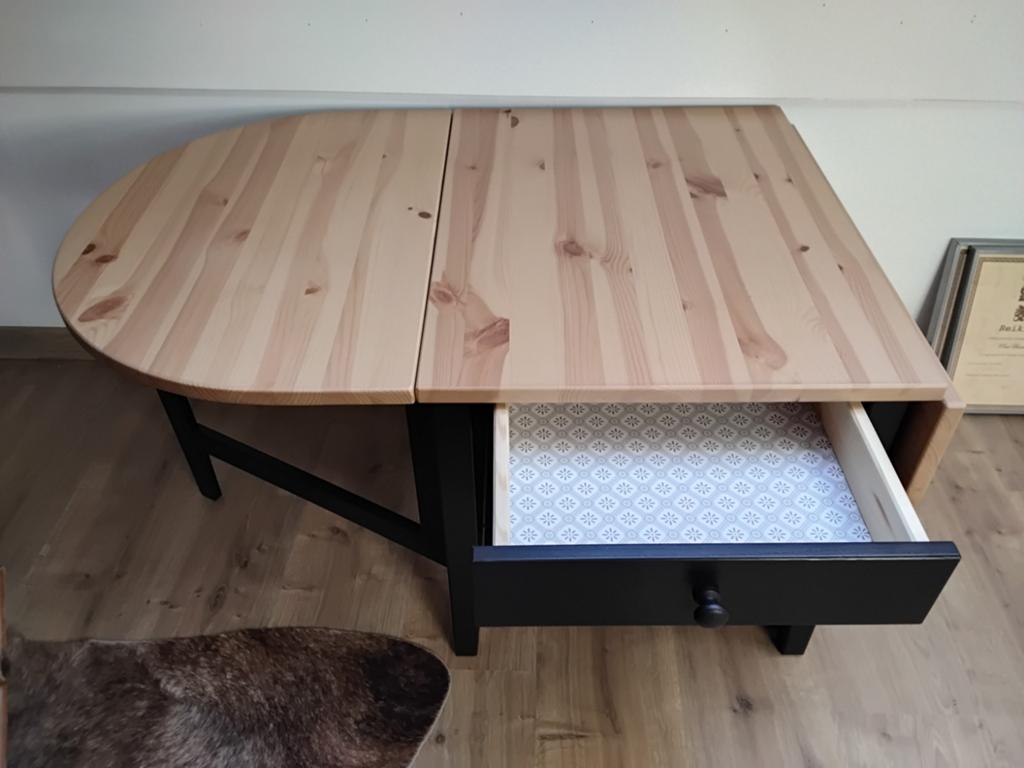 Grenen uitklapbare salontafel met lade, Caravans en Kamperen, Ophalen, Nieuw