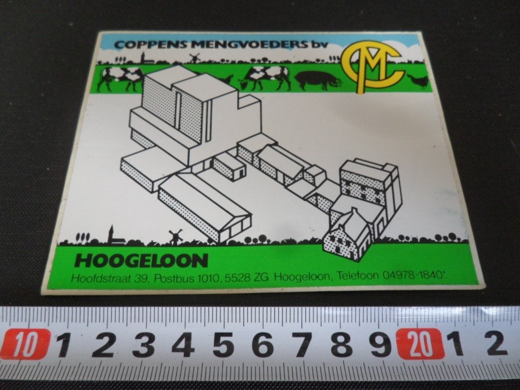 sticker Hoogeloon COPPENS mengvoeders bv Hoofdstraat 39, Verzamelen, Ophalen of Verzenden, Zo goed als nieuw