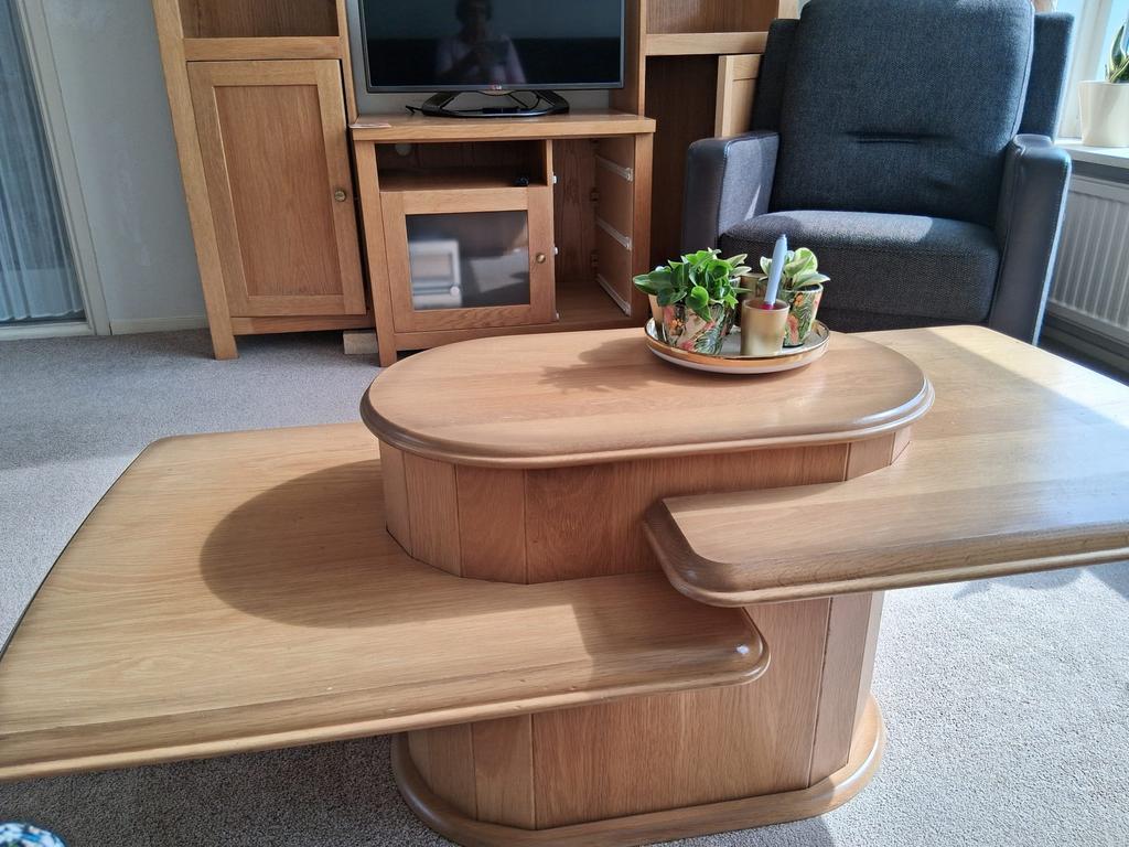 Grenen dubbellaags salontafel, Huis en Inrichting, Ophalen, 50 tot 100 cm, Zo goed als nieuw, Minder dan 50 cm