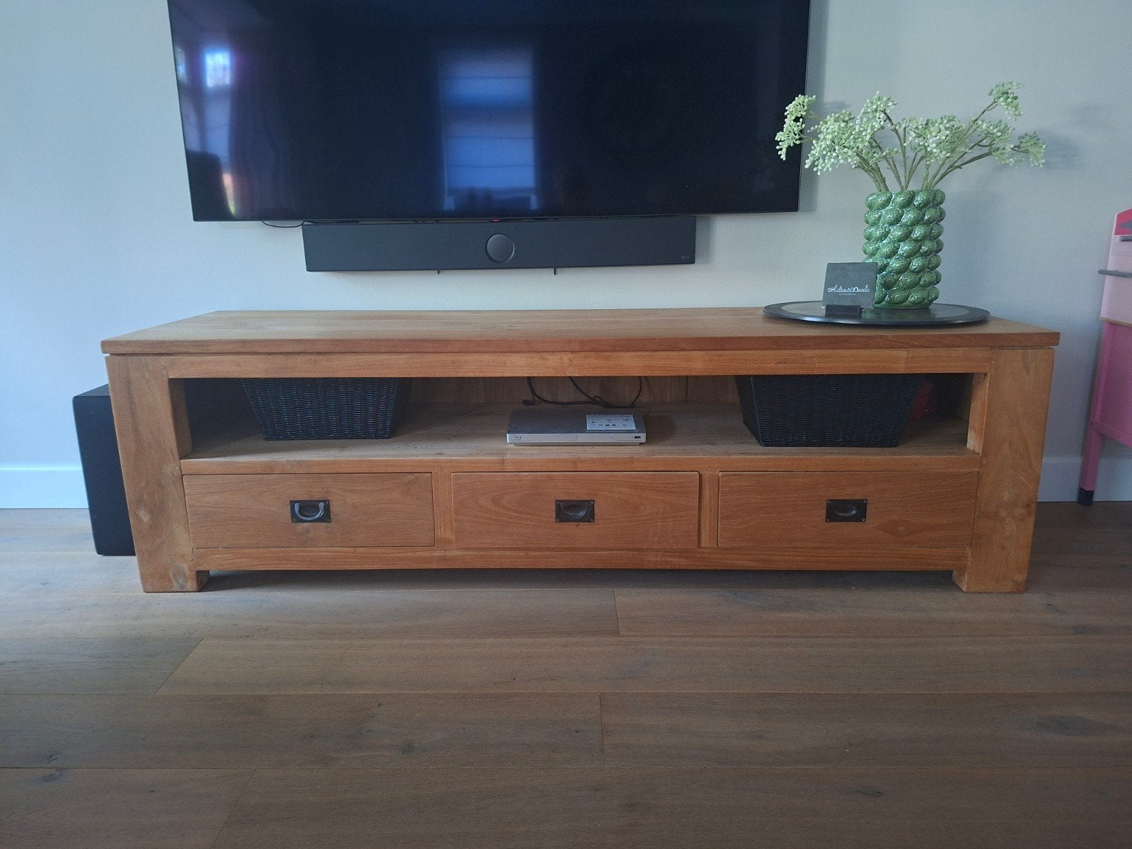 Set van 3 houten Meubels: Salontafel, Bijzettafel, TV-meu, Ophalen, Gebruikt