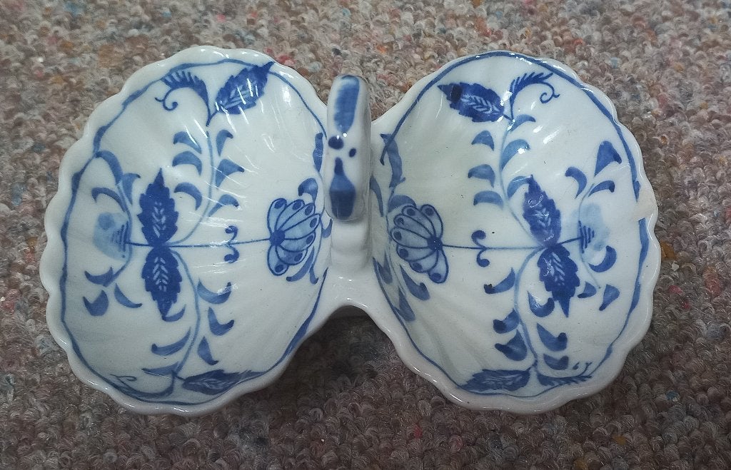 Zwiebelmuster stijl peper en zout schaaltje, Huis en Inrichting, Gebruikt, Ophalen of Verzenden, Schaal of Schalen, Overige stijlen
