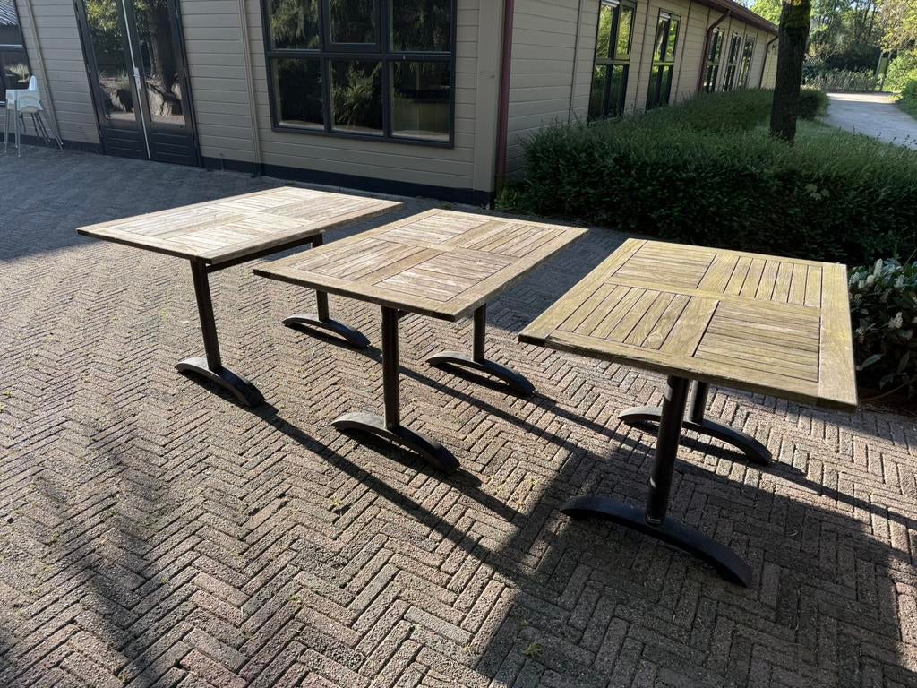 10 terrastafels 120x80, Tuin en Terras, Ophalen, Gebruikt, Rechthoekig, Hout