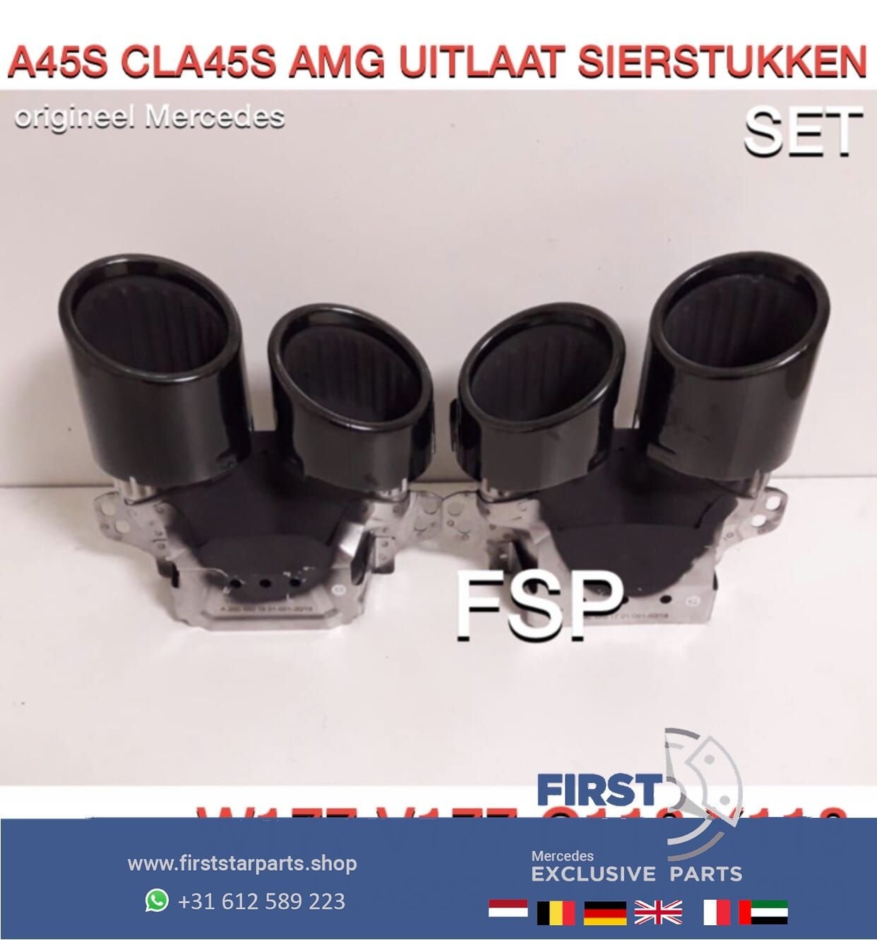 W177 V177 A45s W118 CLA45s AMG UITLAAT SIERSTUKKEN SET ZWART, Auto-onderdelen, Uitlaatsystemen, -, -, -