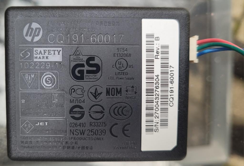 HP Printer Voeding Adapter CQ191-60017 Gebruikt, Ophalen of Verzenden, Gebruikt, Printerkabel, HP