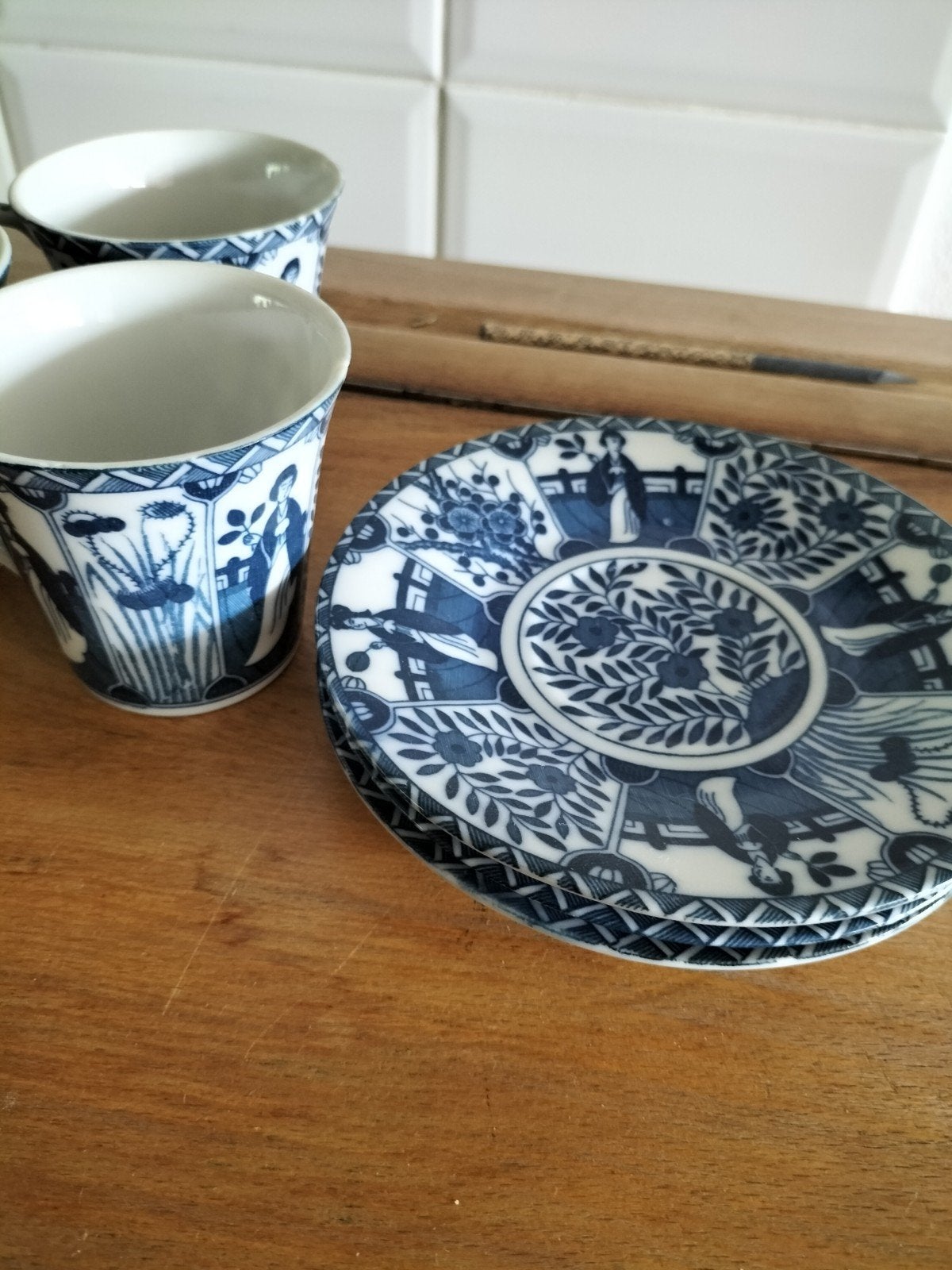 6  vintage Mosa Lange Lijs theekopjes en schotels, Antiek en Kunst, Antiek | Porselein, Ophalen