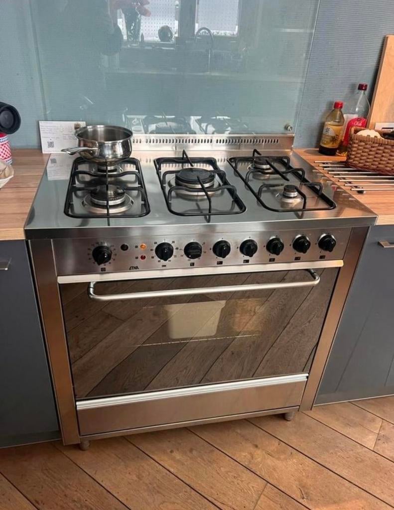 Gasfornuis 5 pits met oven, Witgoed en Apparatuur, Ophalen, Gebruikt, 60 cm of meer, Gas