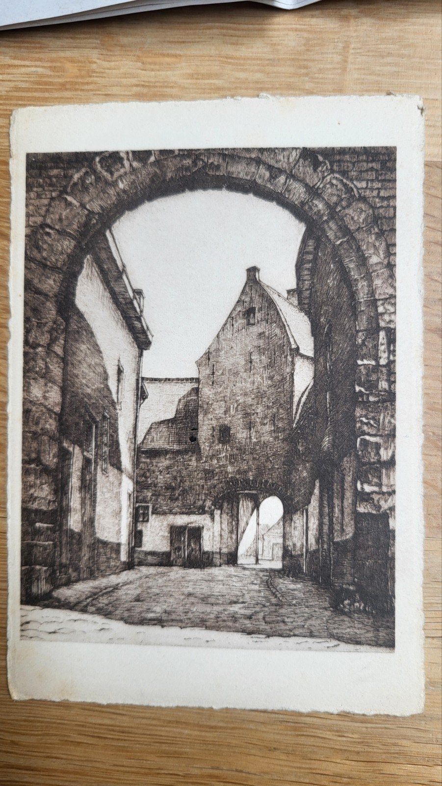 Ets Noord-Havenpoort Zierikzee, Stadsgezicht, Ophalen of Verzenden, 1900 - 1949, Met tekst