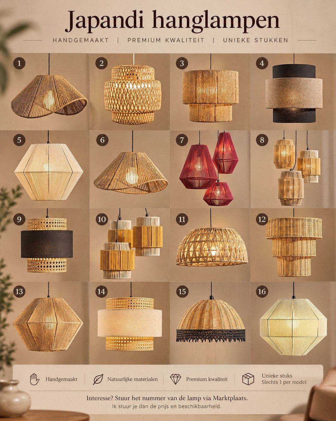 Unieke Japandi Hanglampen | Handgemaakt | Nieuw, Overige materialen, Nieuw, Overige fittingen, Ophalen
