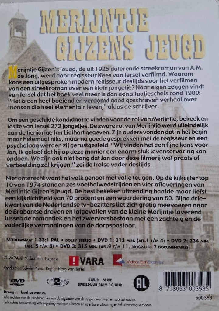 Merijntje Gijzens Jeugd - 3 DVD Boxset - Krasvrij, Alle leeftijden, Tv-serie, Zo goed als nieuw, Familie