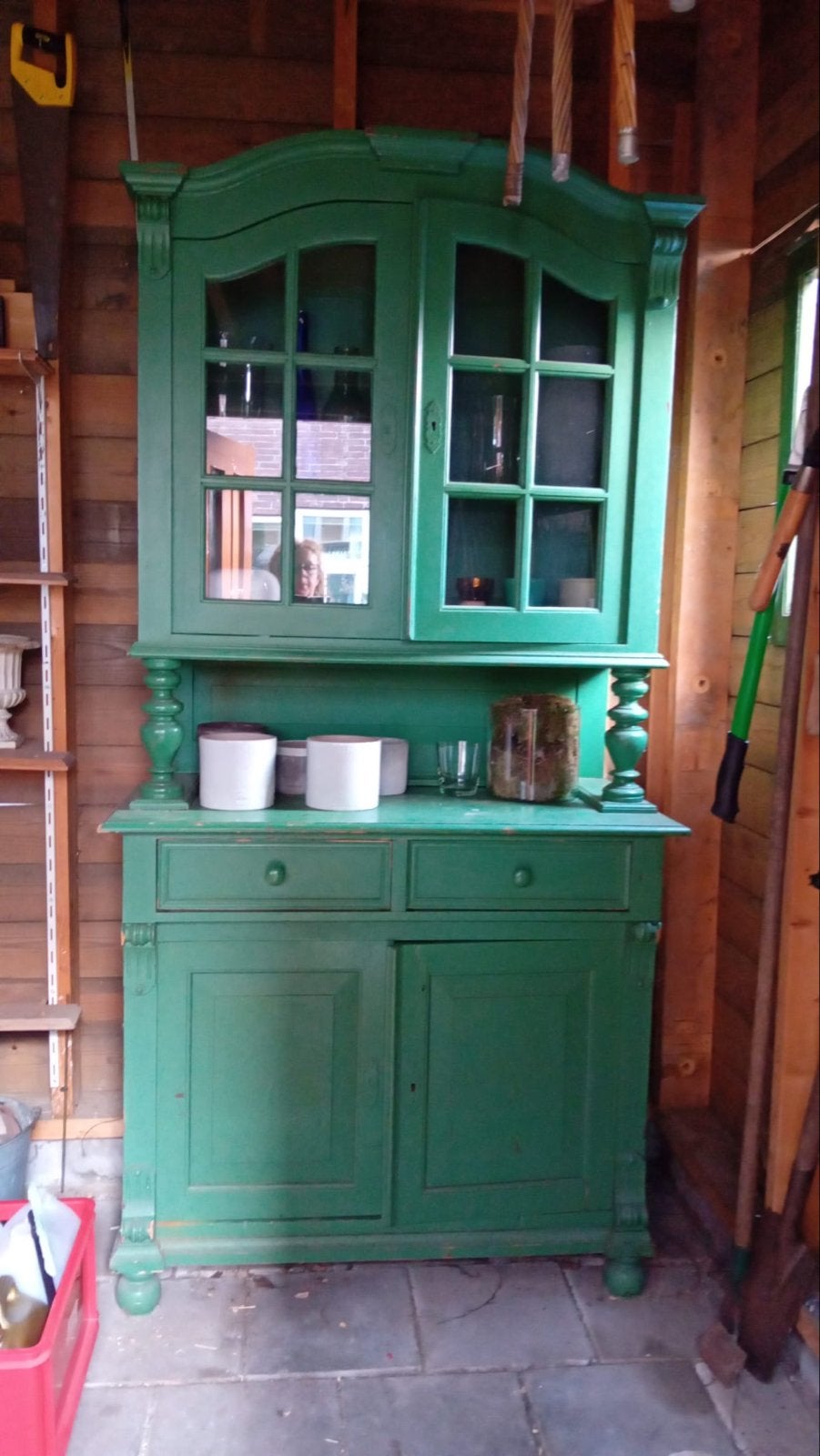 Antieke groene buffetkast - Uniek en charmant, Antiek en Kunst, Ophalen