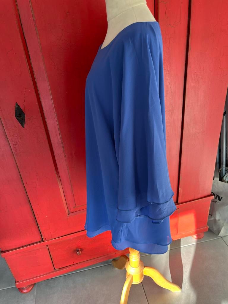 Elena Miro blauwe dubbellaagse top maat 44, Blauw, Maat 42/44 (L), Ophalen of Verzenden, Korte mouw