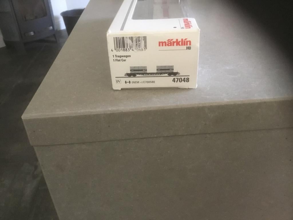 Märklin H0 47048 platte wagen met containers, Hobby en Vrije tijd, Modeltreinen | H0, Wisselstroom, Ophalen of Verzenden, Märklin