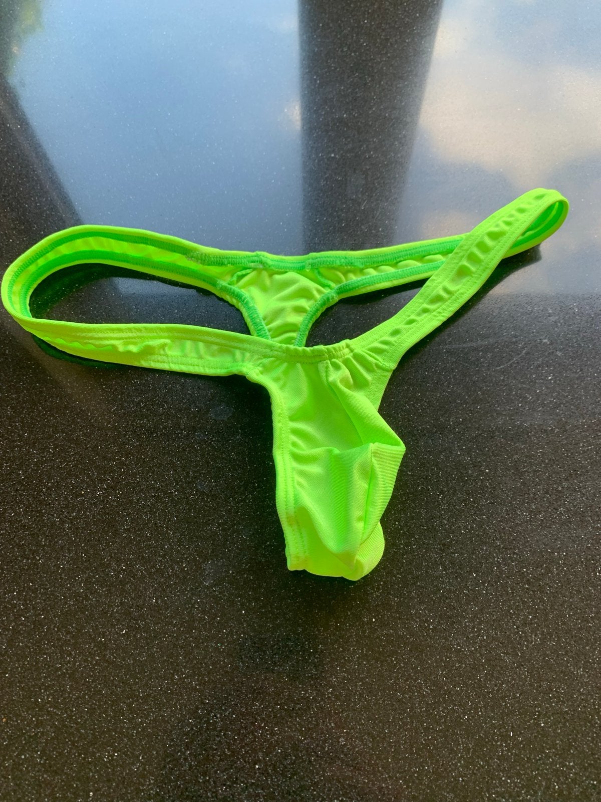 Neon Groene String Slip - Heren Ondergoed maat M, Ophalen of Verzenden, Groen, Slip