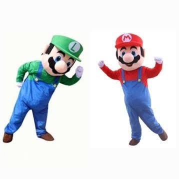 Luigi en Mario mascotte pakken te koop of te huur, Ophalen of Verzenden, Gebruikt, Pak of Jurk