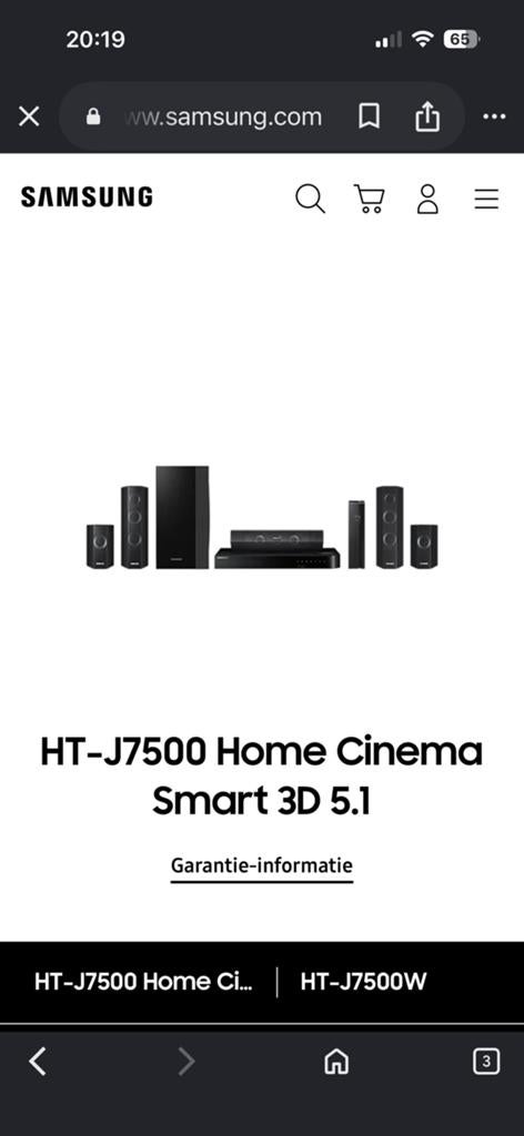 Samsung home cinema JT-J7500w, Audio, Tv en Foto, Home Cinema-sets, Ophalen, 70 watt of meer, Overige merken, Blu-ray-speler