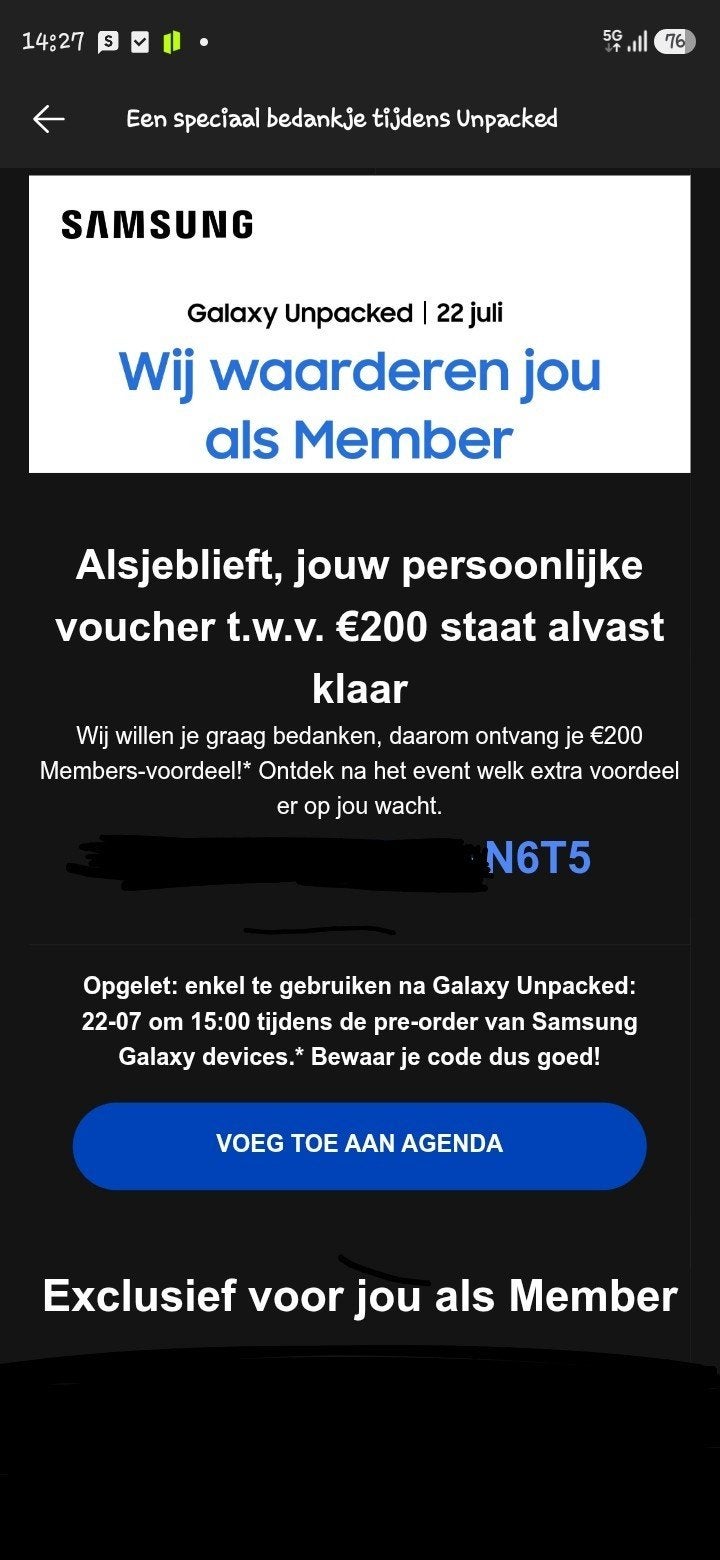 Samsung voucher 200 euro voor fold8 en flip 8 en smartwatch, Zwart, Nieuw, Galaxy Z Fold, 512 GB