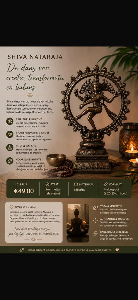 Shiva bronzen beeld, Ophalen of Verzenden, Zo goed als nieuw, Overige typen