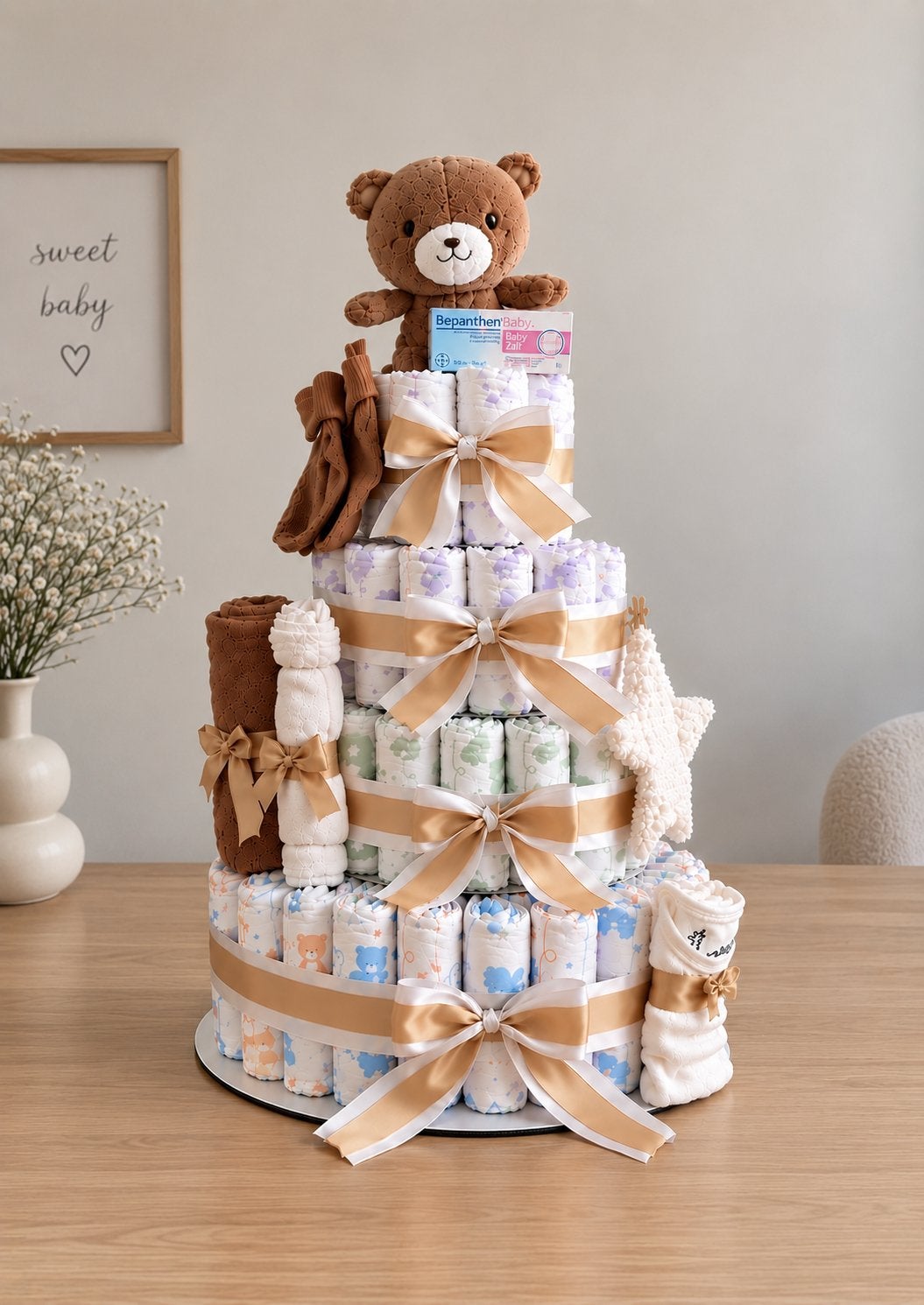 Beige luxe Luiertaart – Kraamcadeau | Lief Baby Cadeau, Ophalen of Verzenden, Nieuw, Kraamcadeau