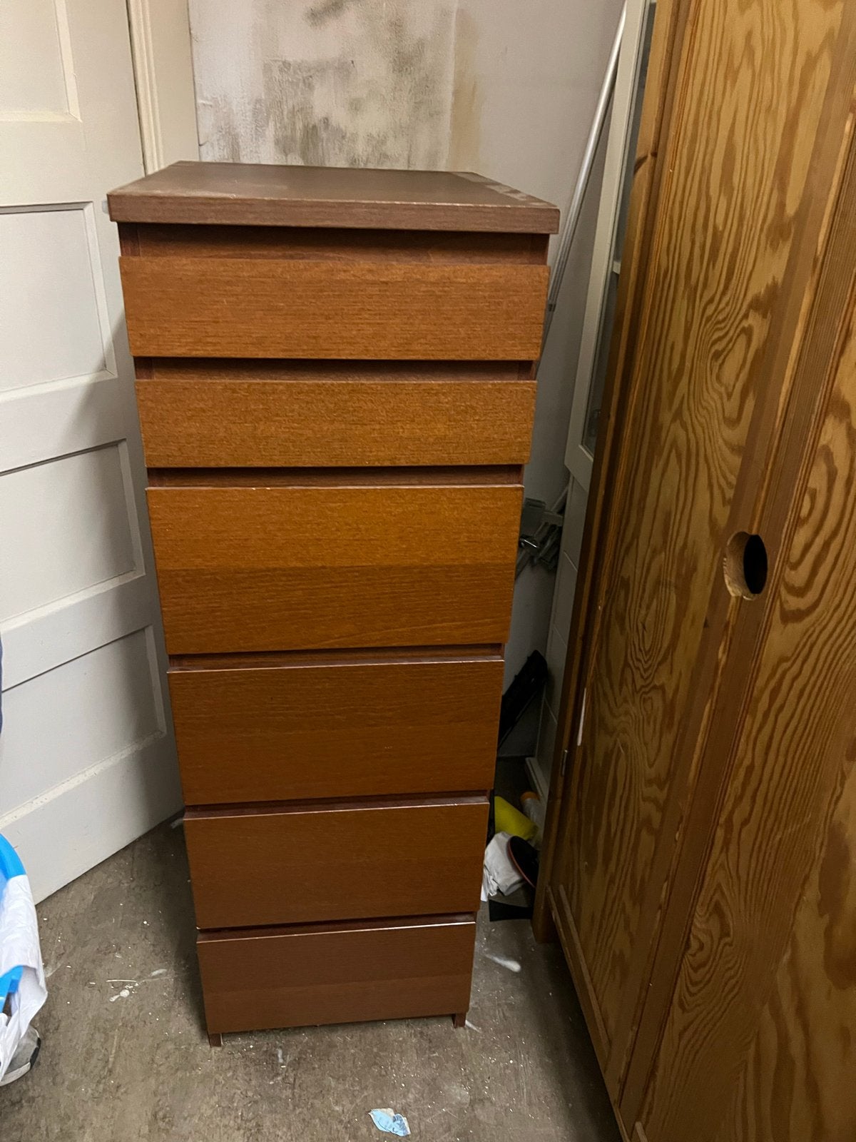 IKEA MALM Ladekast met 6 lades en spiegel - Bruin, Ophalen, Minder dan 50 cm, Gebruikt, 5 laden of meer