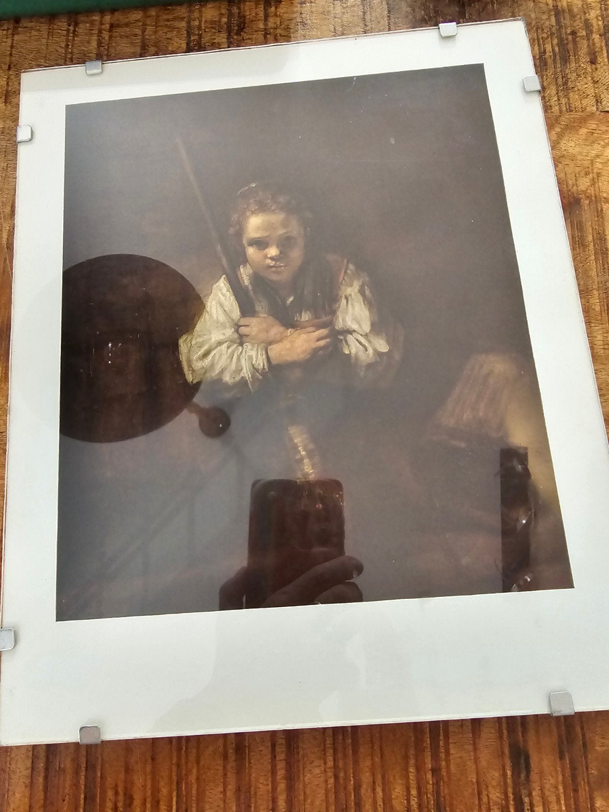 Meisje met bezem in de hand van Vincent van Gogh zeefdruk., Ophalen, Reproductie, Gemengde techniek, Ingelijst