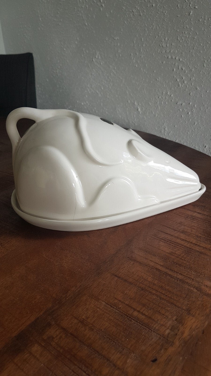 Witte keramische muis kaasstolp, Overige typen, Ophalen of Verzenden, Zo goed als nieuw, Steen/keramiek